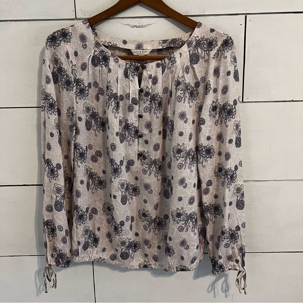 Lucky Brand Floral Peasant Blouse. Size Small. EUC